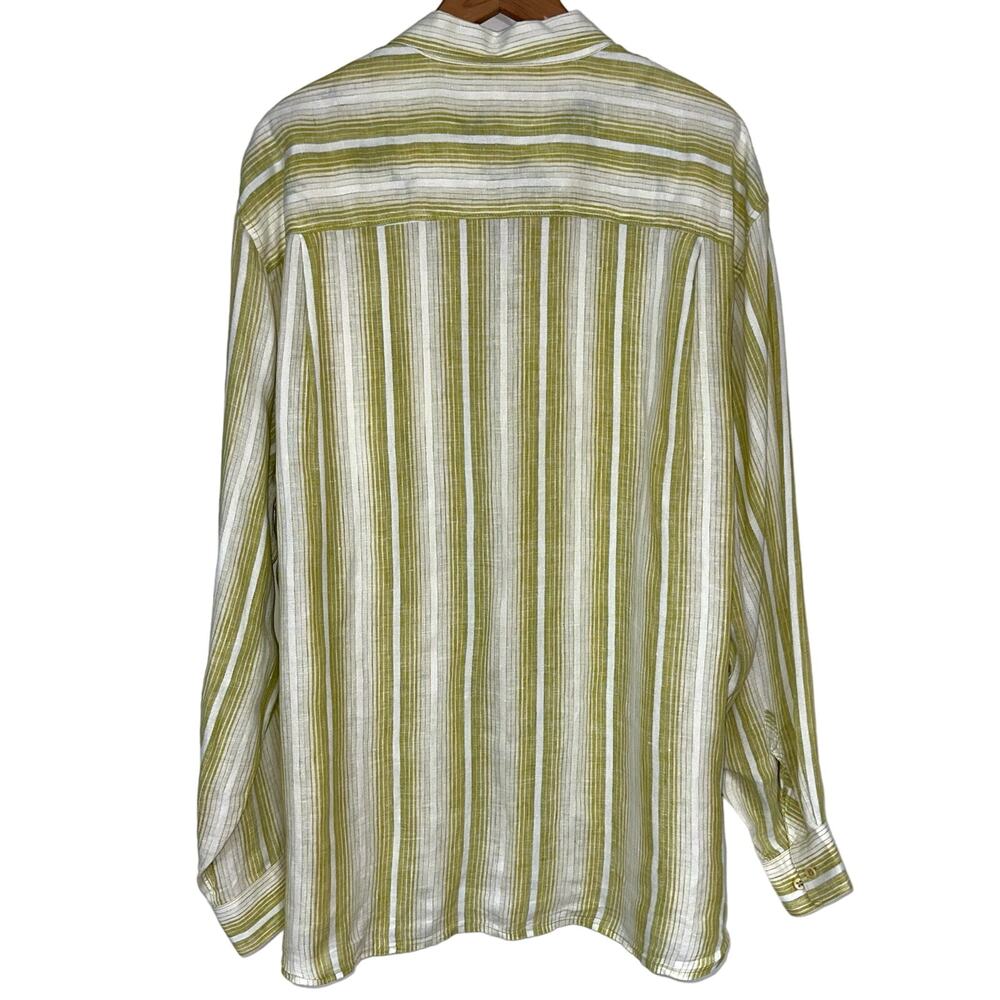 Tommy Bahama Men’s Linen Striped Green Long Sleeve Button Down Shirt Size XL - Picture 6 of 10